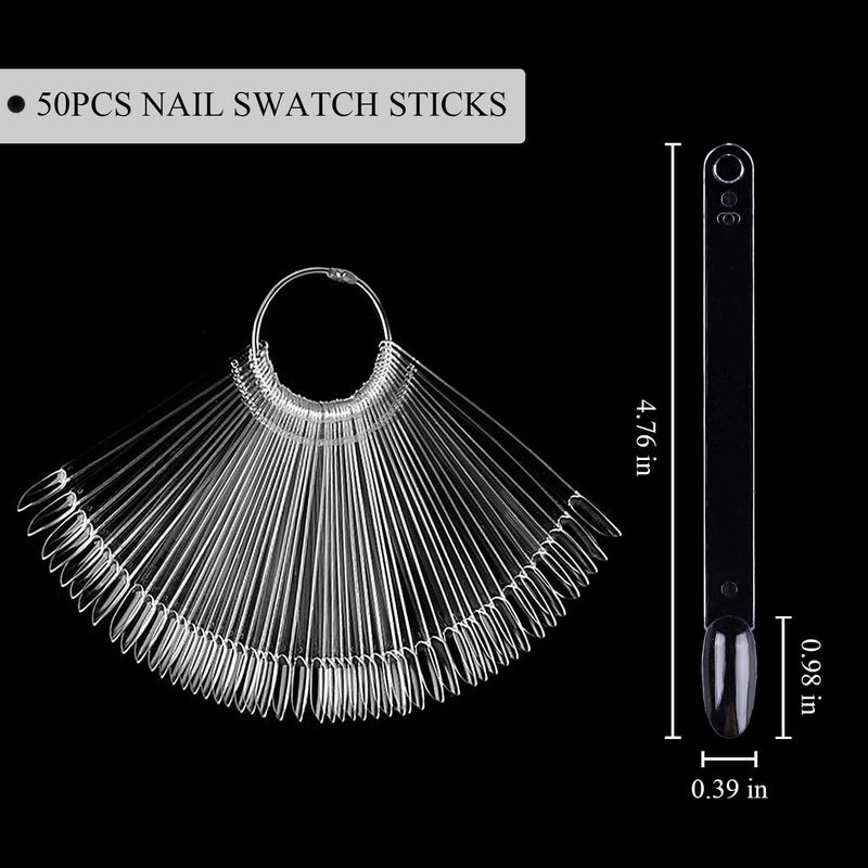 furtherpretty Clear Nail Swatch Sticks with Number Stickers, 50 Pcs Oval Nail Sample Swatches for Gel Polish Color Display Practice Nail Tips muestrario de colores para uñas Manicure Supplies - Image 2